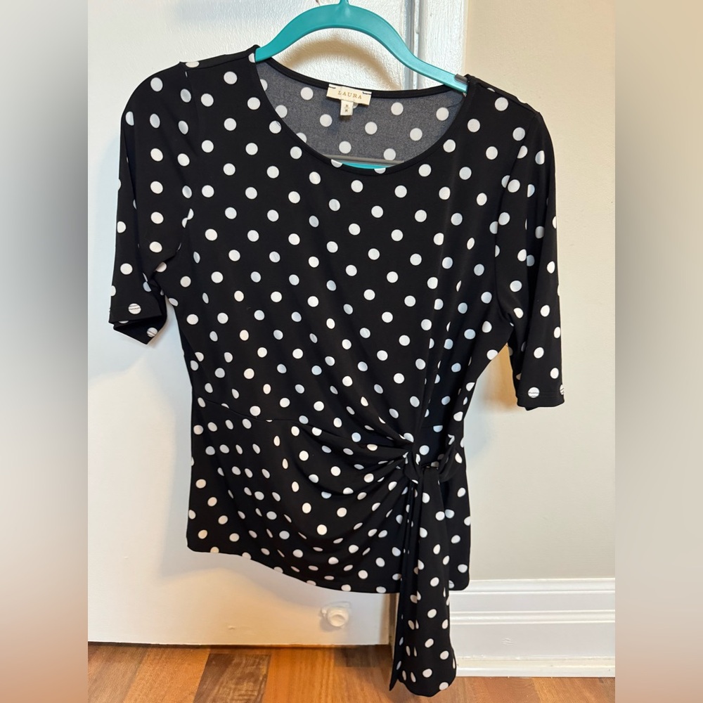 Laura Polka Dot Blouse with Side Tie